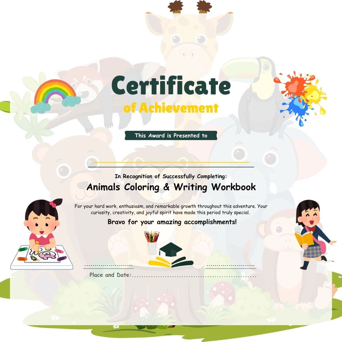 Animals Coloring & Writing Workbook - Preview 6 - Children's Book