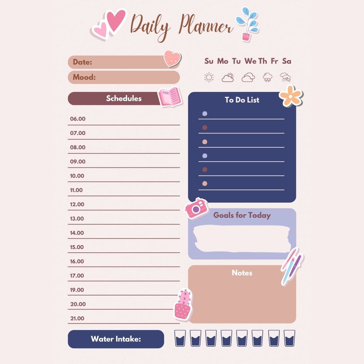 Smart Day Kit – 10 Printable Daily Planners - Preview 2 - organization